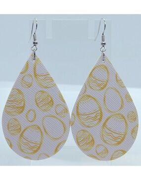 Faux Leather Dangle Earrings Easter Eggs Spring Fashion Jewelry